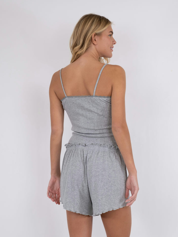 Neo Noir - Lindsay Pointelle Top - Light Grey