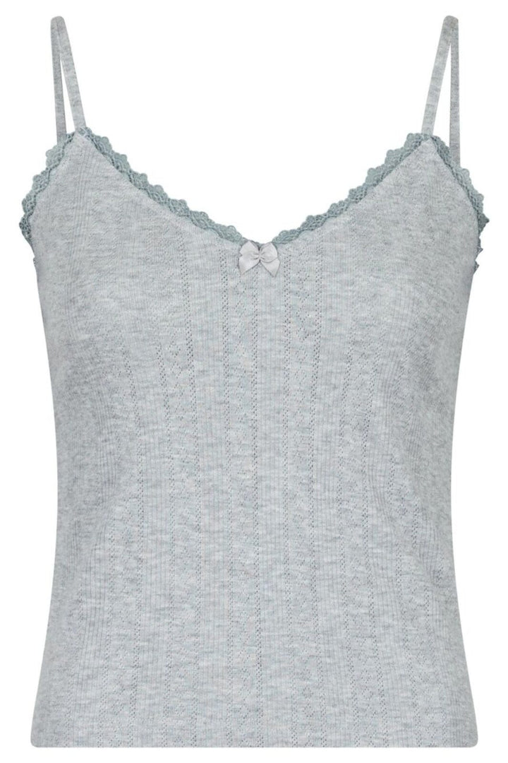 Neo Noir - Lindsay Pointelle Top - Light Grey Toppe 