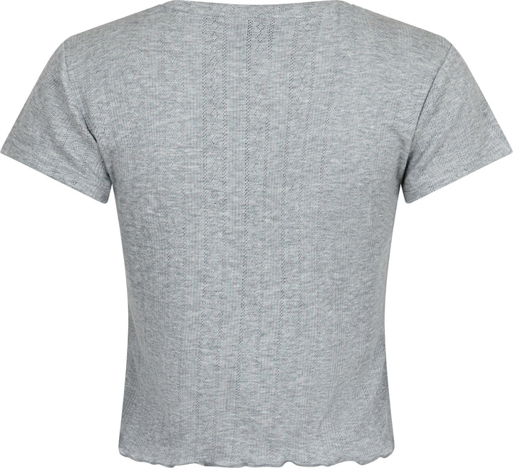 Neo Noir - Lonnie Pointelle Top - Light Grey