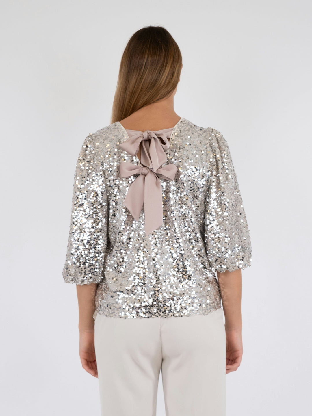 Neo Noir - Lorraine Sequins Blouse - Pale Gold