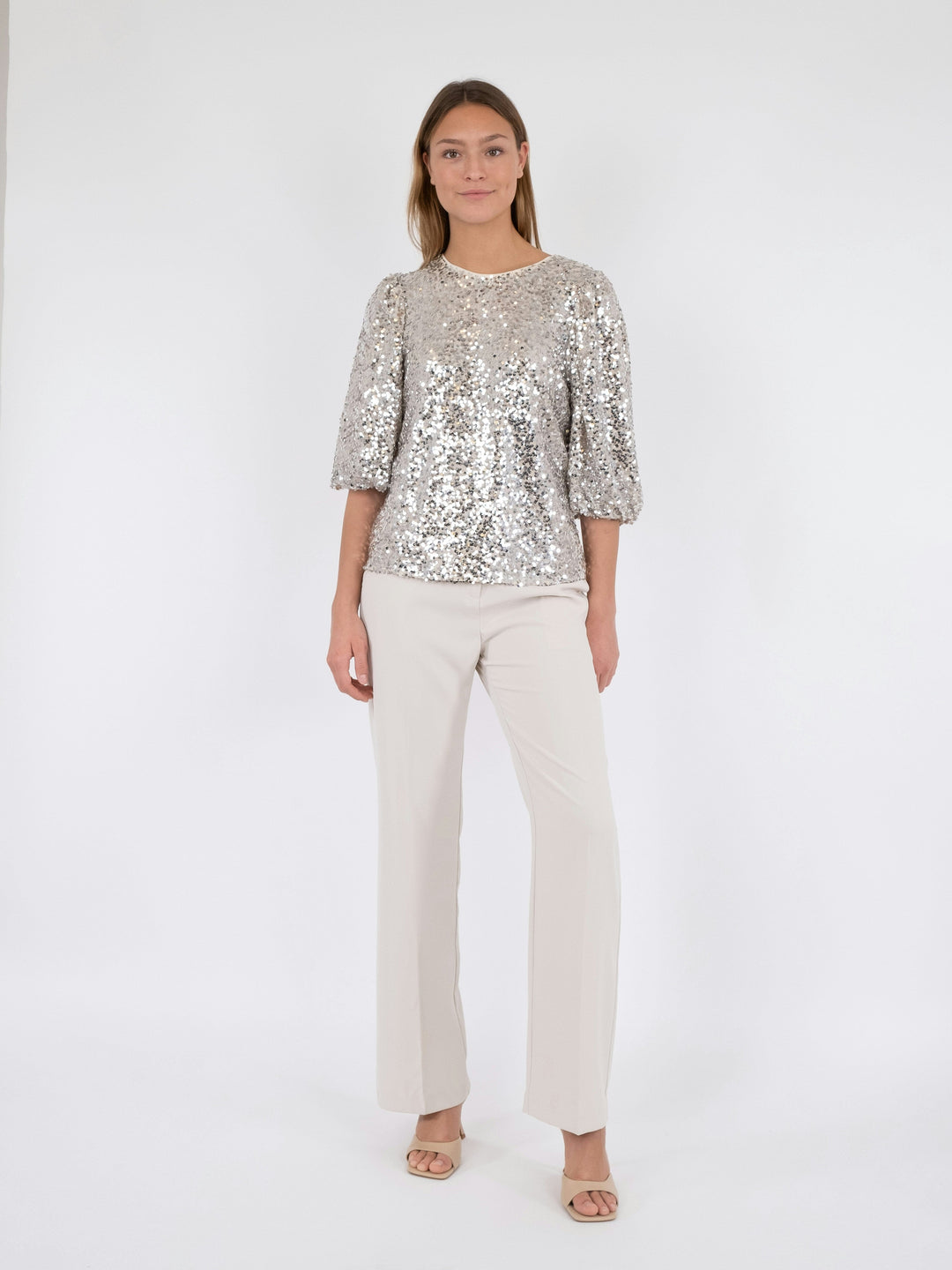 Neo Noir - Lorraine Sequins Blouse - Pale Gold