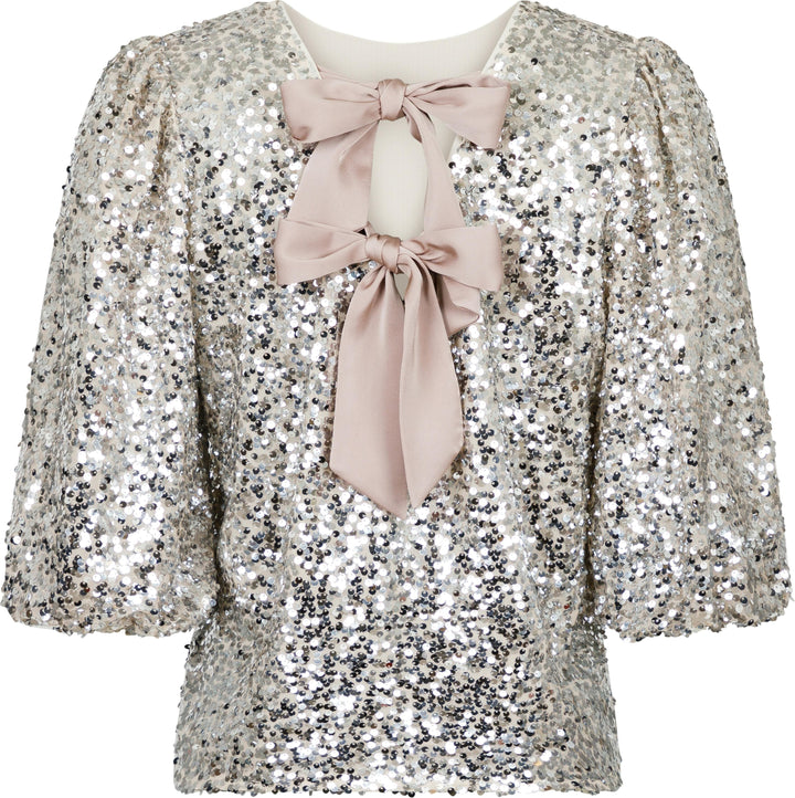 Neo Noir - Lorraine Sequins Blouse - Pale Gold