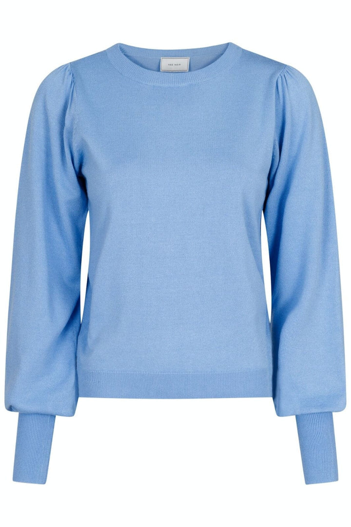 Neo Noir - Magdalena Solid Knit Blouse - SKY BLUE Strikbluser 