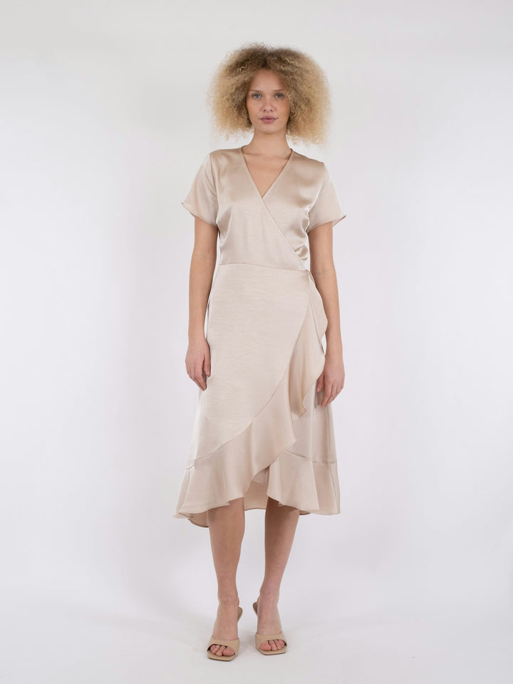 Neo Noir - Magga Heavy Sateen Dress - Champagne