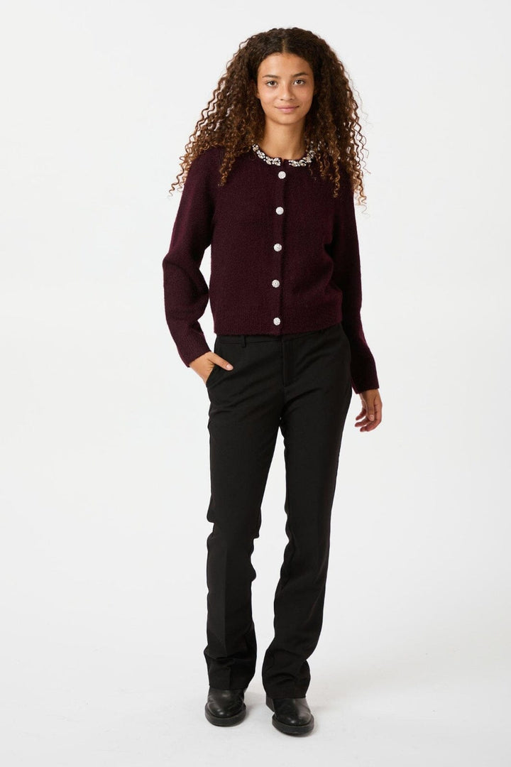 Neo Noir - Marie Stone Knit Cardigan 163850 - Wine Cardigans 