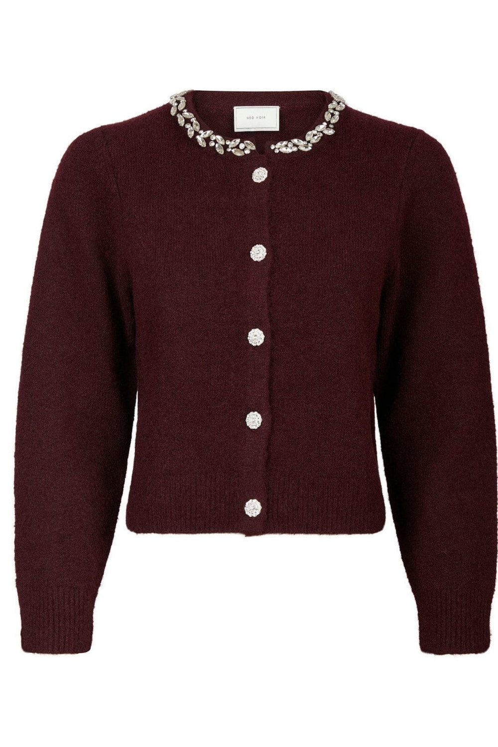 Neo Noir - Marie Stone Knit Cardigan 163850 - Wine Cardigans 