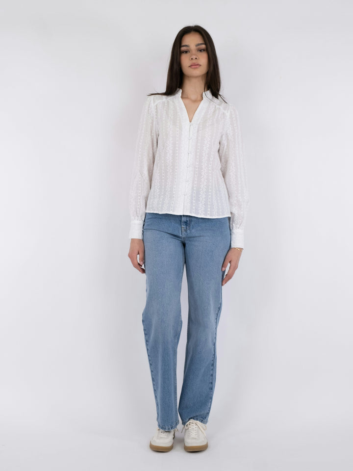 Neo Noir - Massima Embroidery Blouse - White