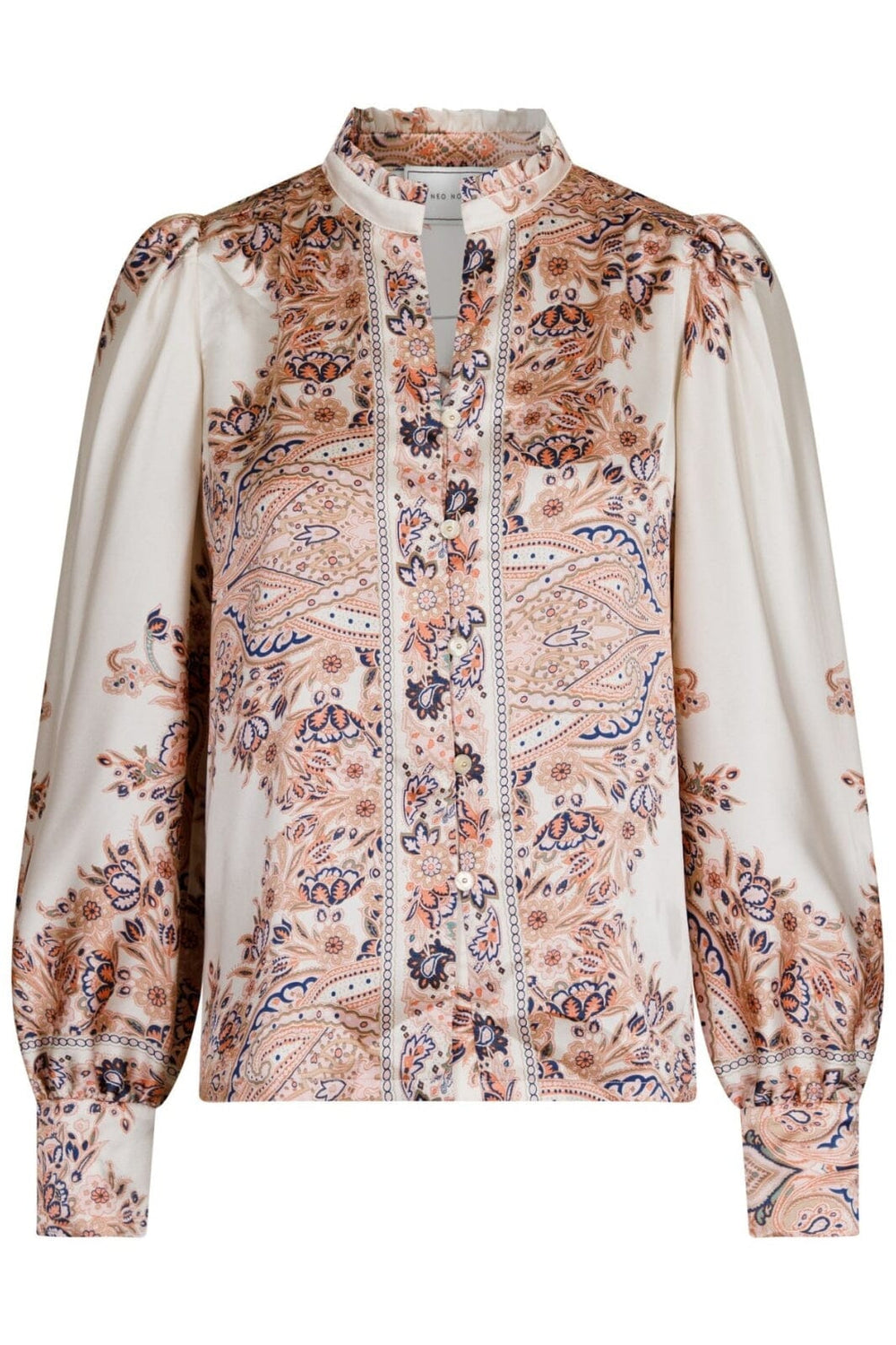 Neo Noir - Massima Paisley Border Blouse - Creme Bluser 