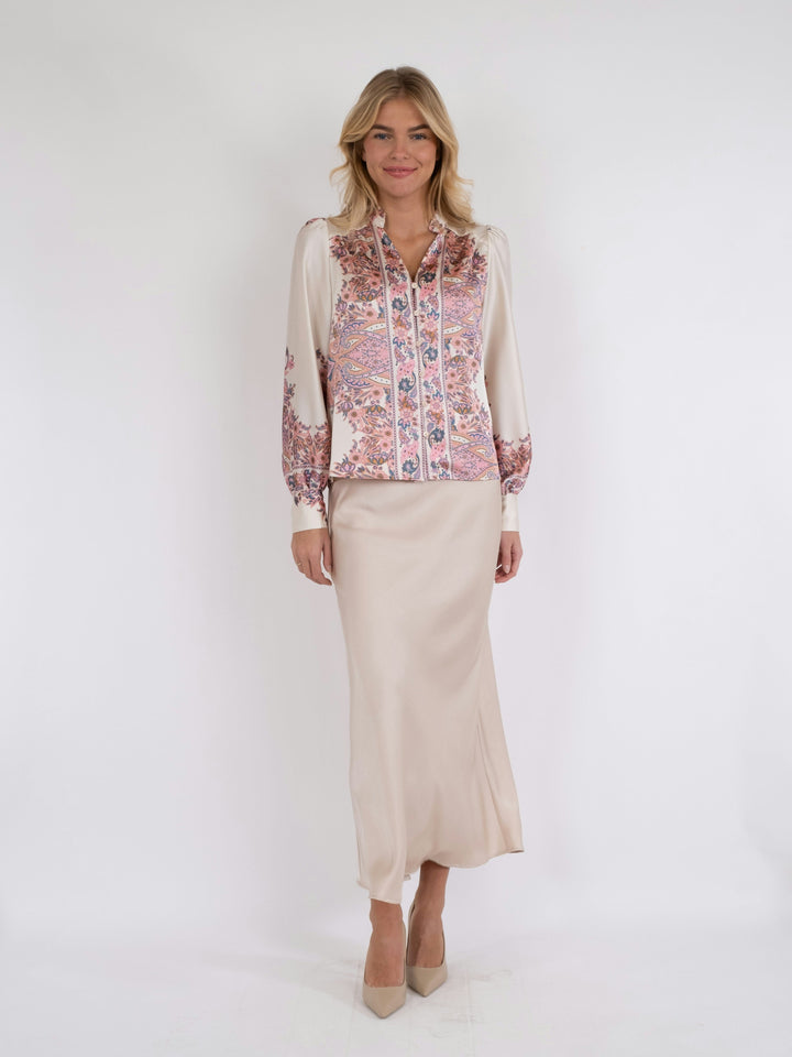 Neo Noir - Massima Paisley Border Blouse - Light Pink