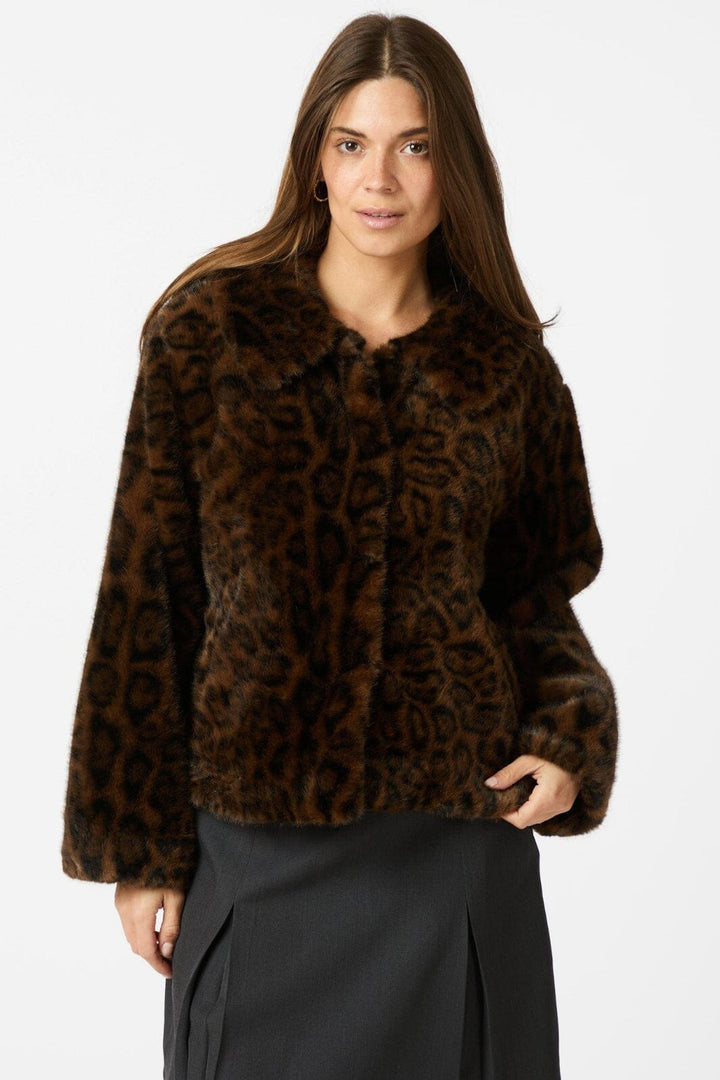 Neo Noir - Melodie Leo Faux Fur Jacket - Dark Brown