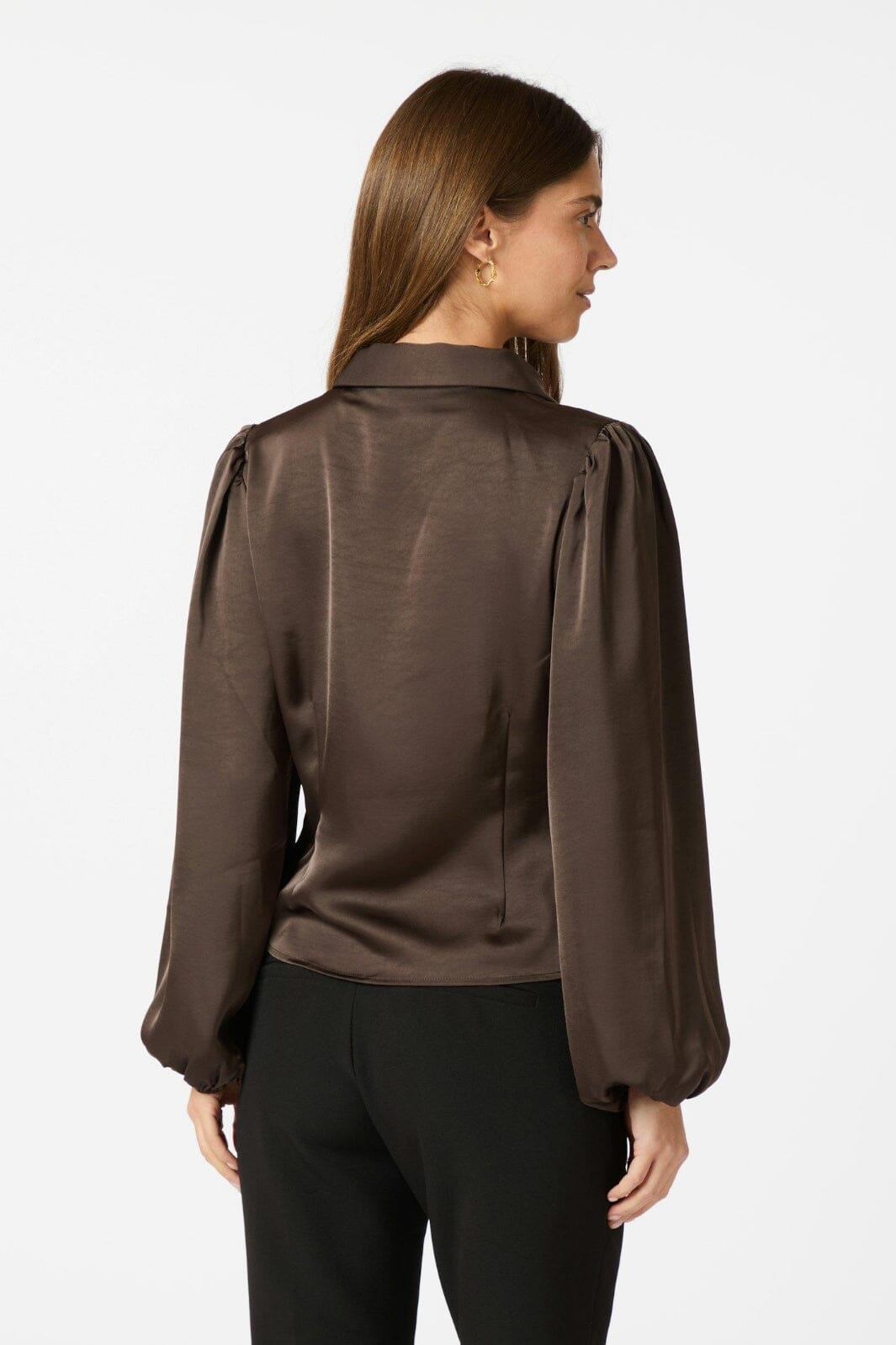 Neo Noir - Mille Heavy Sateen Blouse 159952 - 676 - Dark Brown