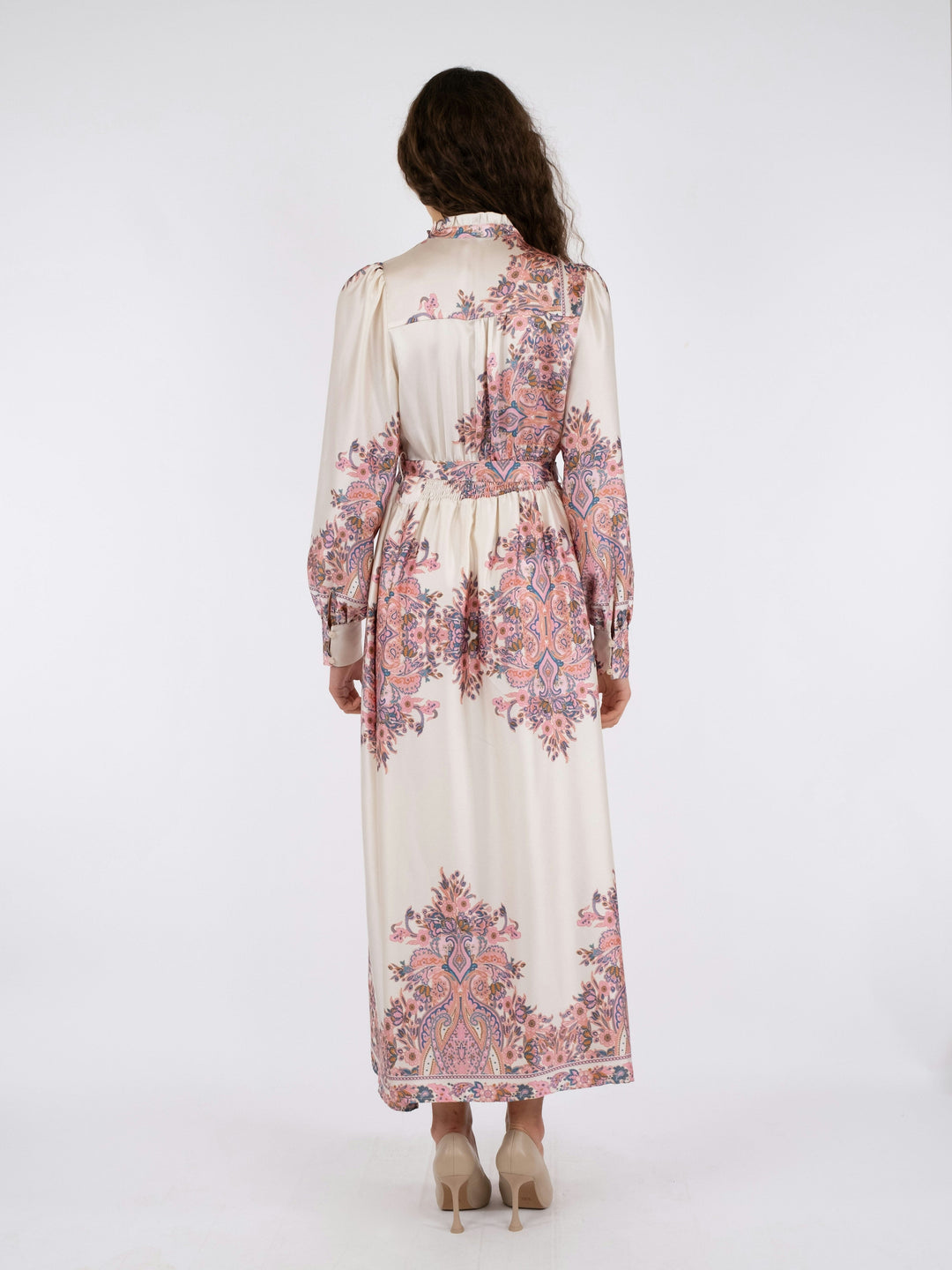 Neo Noir - Nova Paisley Border Dress - Light Pink