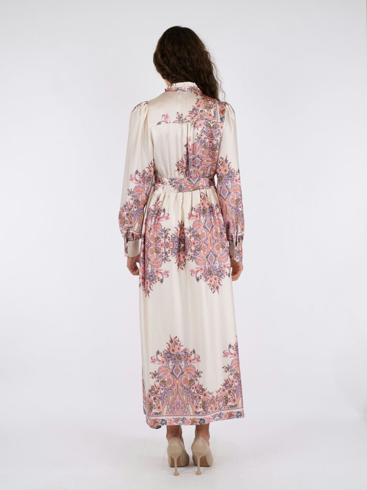 Neo Noir - Nova Paisley Border Dress - Light Pink