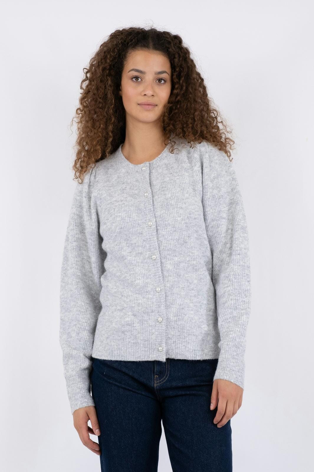 Neo Noir - Nuna Knit Cardigan - Light Grey Melange