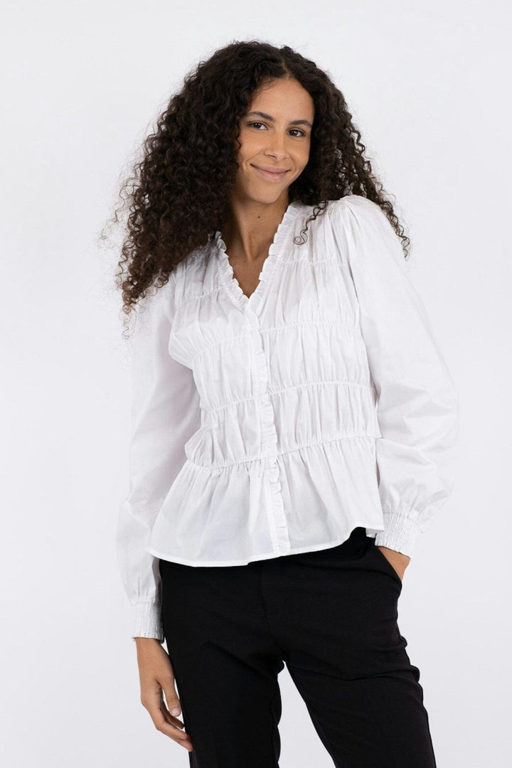 Neo Noir - Ora Poplin Blouse - White Bluser 