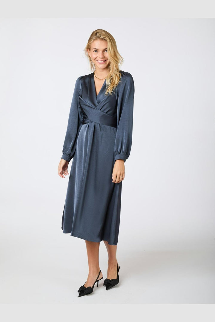 Neo Noir - Rimini Heavy Sateen Dress - Midnight Blue