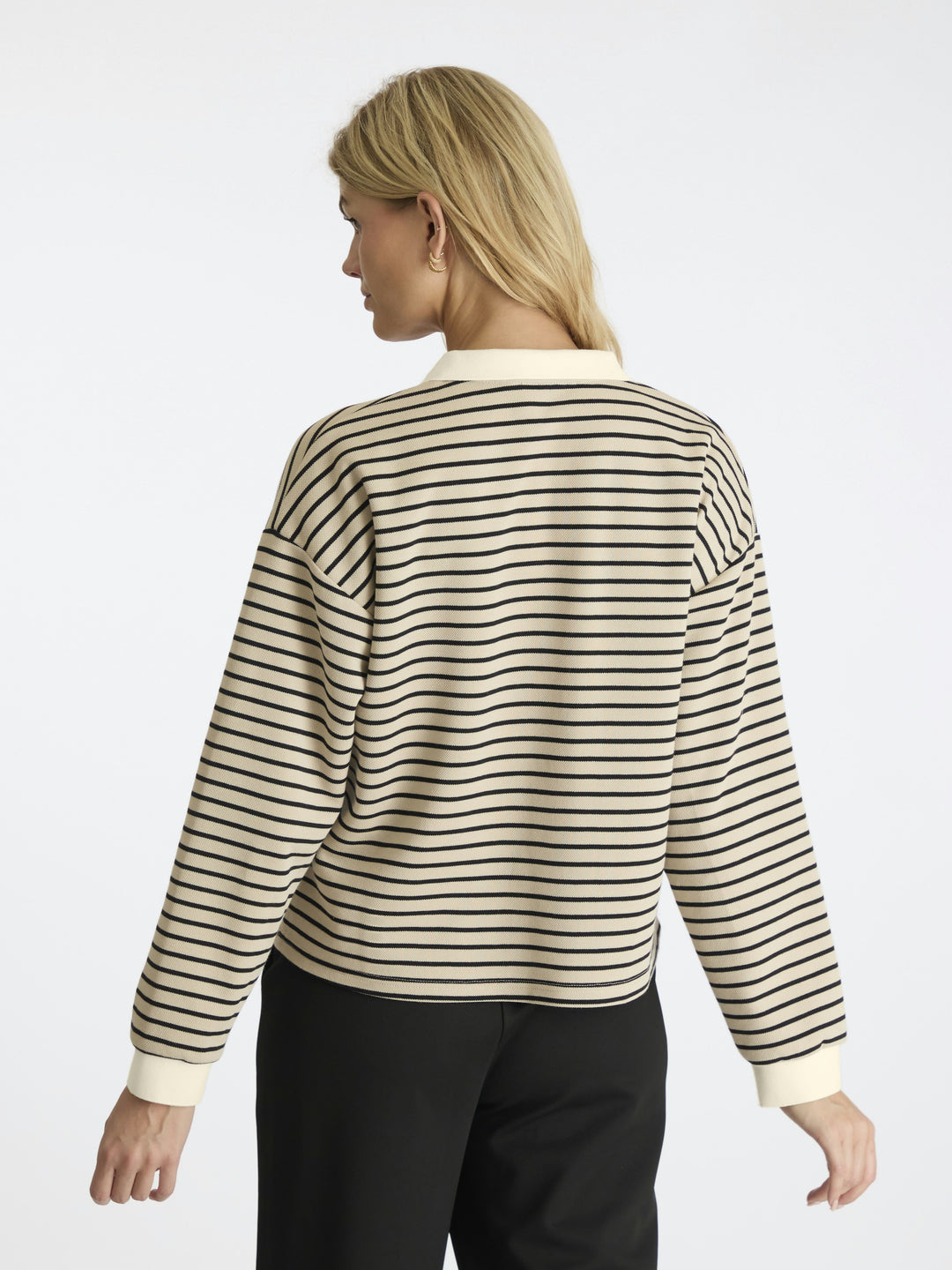 Neo Noir - Sara Stripe Polo Blouse - Sand