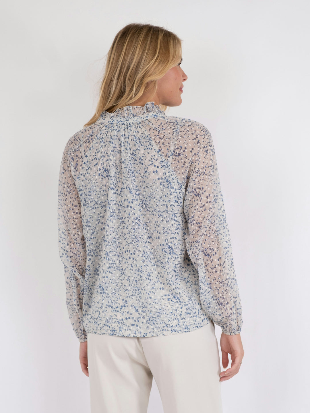 Neo Noir - Solbi Ditsy Dot Blouse - Light Blue