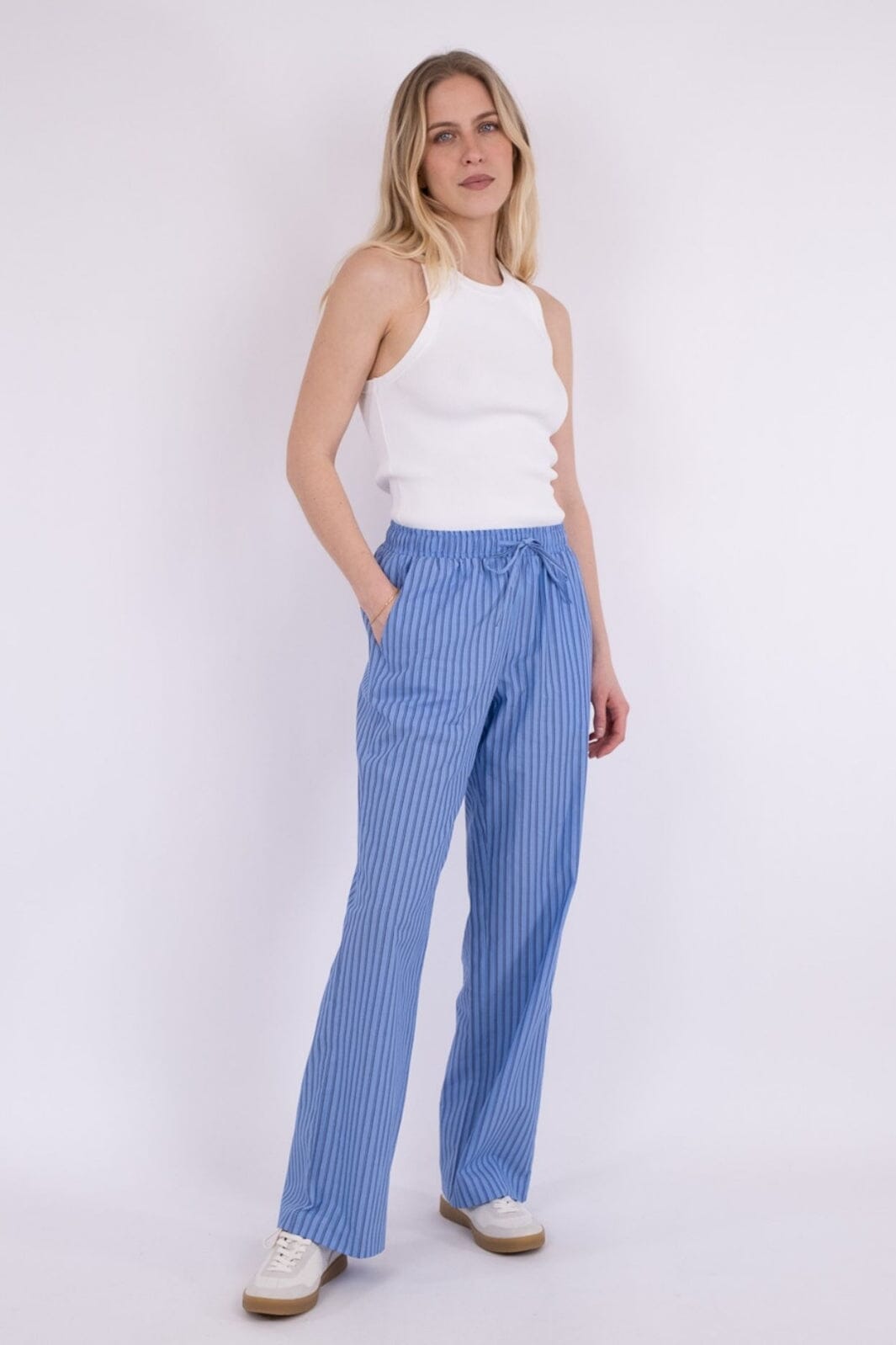 Neo Noir - Sonar Big Stripe Pants - Blue Bukser 