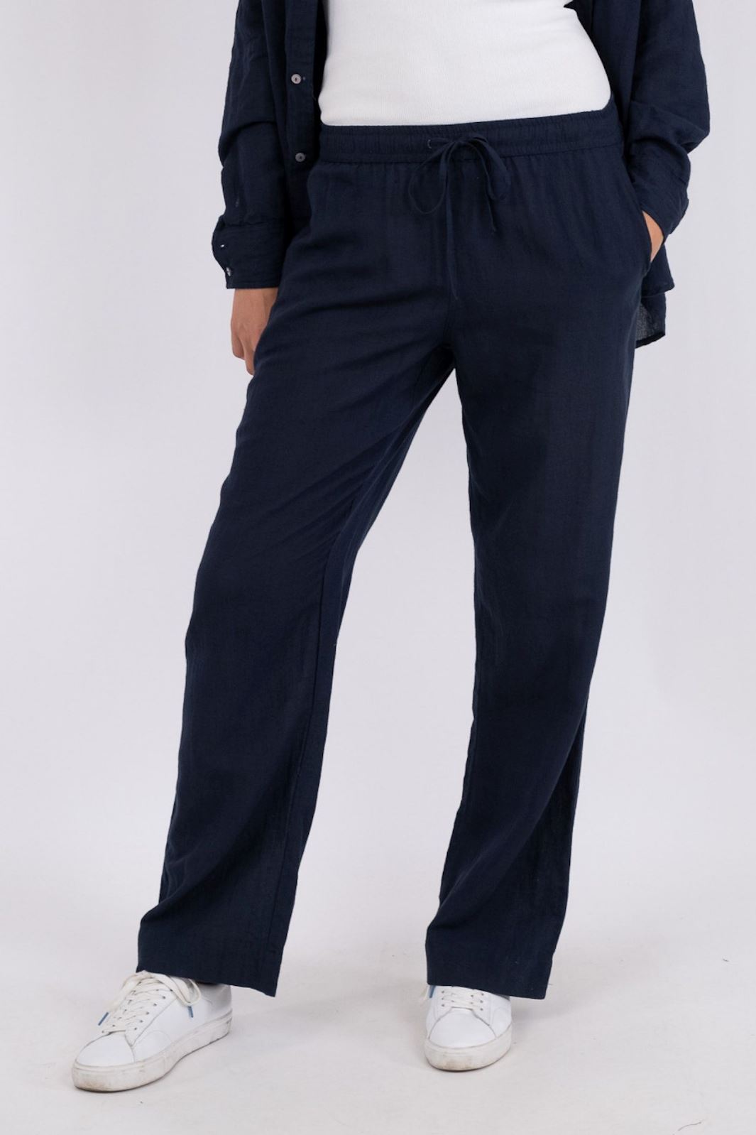 Neo Noir - Sonar Linen Pants - Navy Bukser 