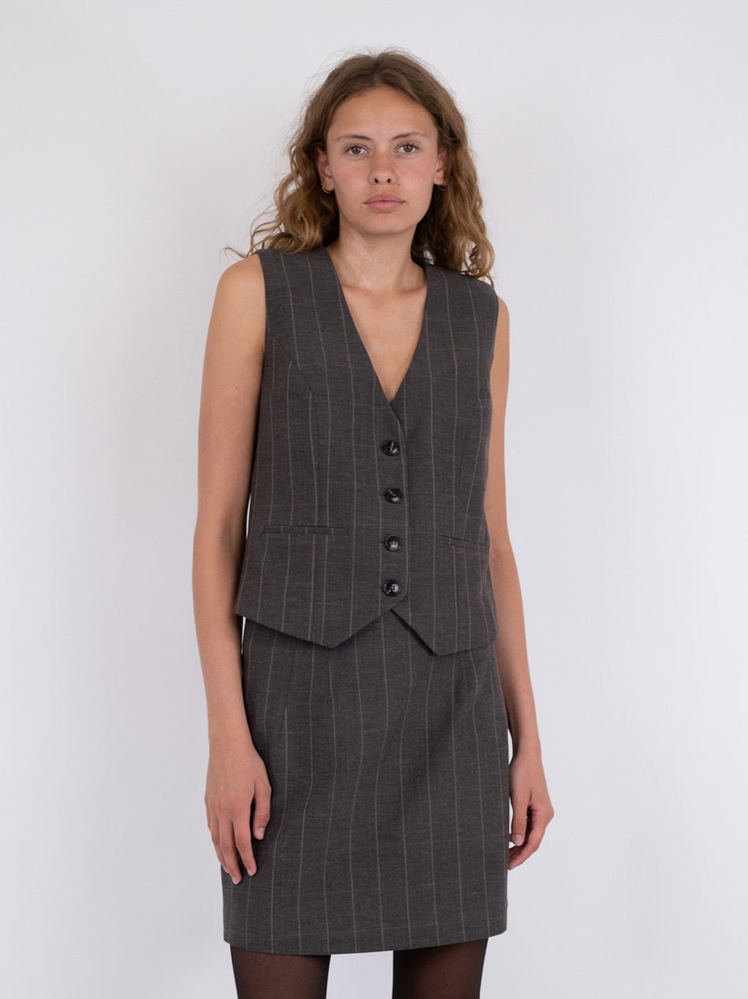 Neo Noir - Vendetta Soft Check Vest - Dark Grey