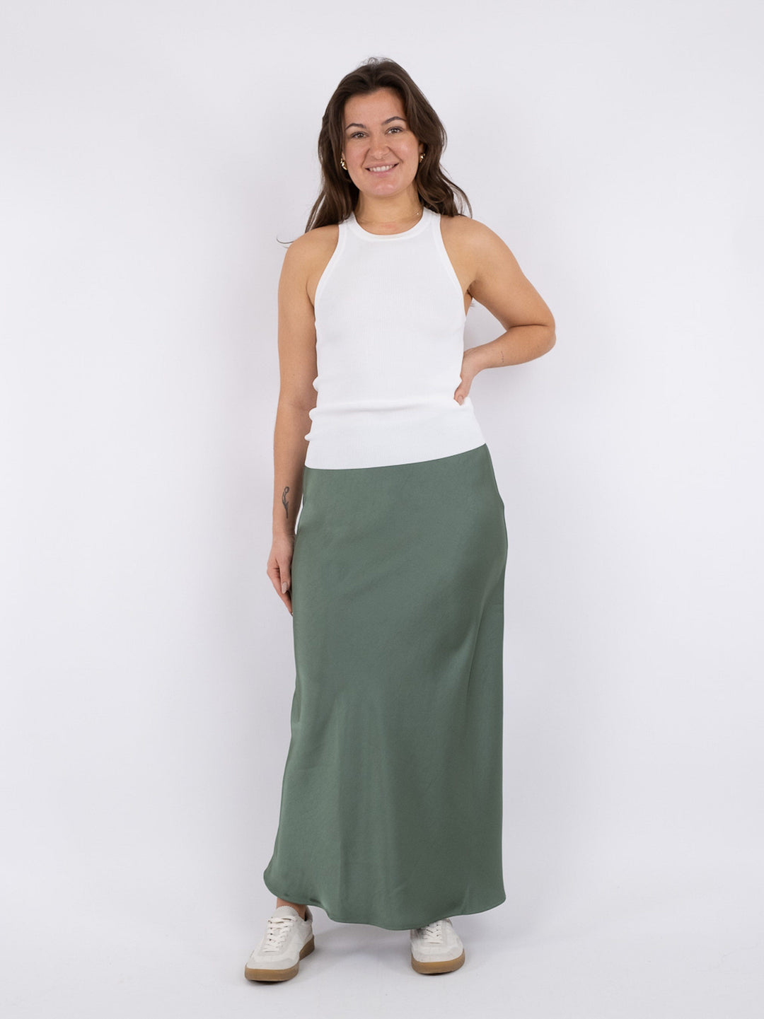 Neo Noir - Vicky Heavy Sateen Skirt - Forrest Green