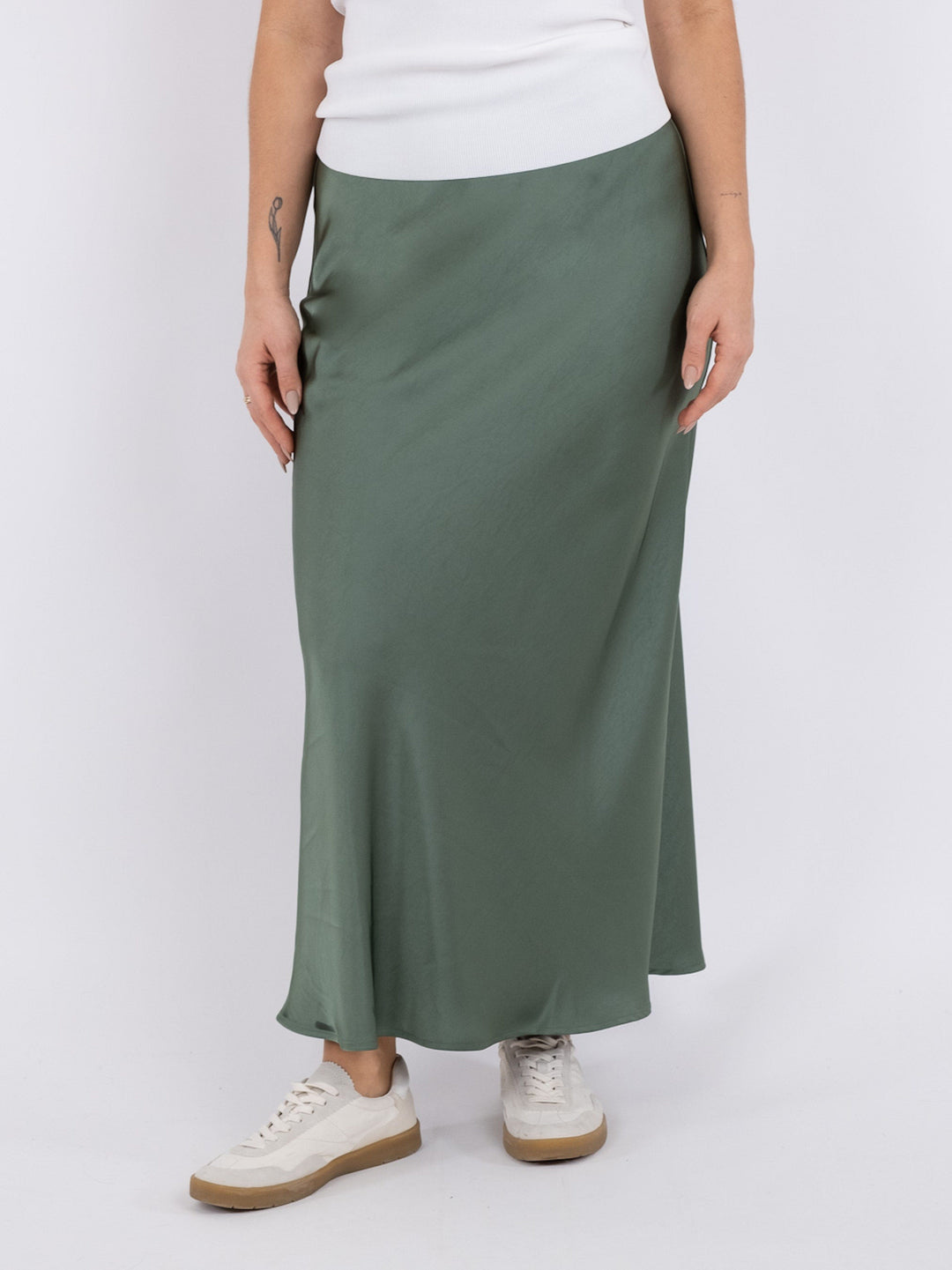 Neo Noir - Vicky Heavy Sateen Skirt - Forrest Green