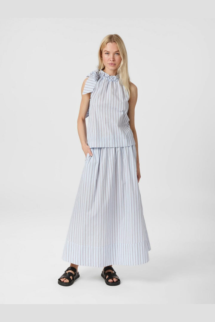 Neo Noir - Yara Stripe Long Skirt 165286 - 145 - Light Blue