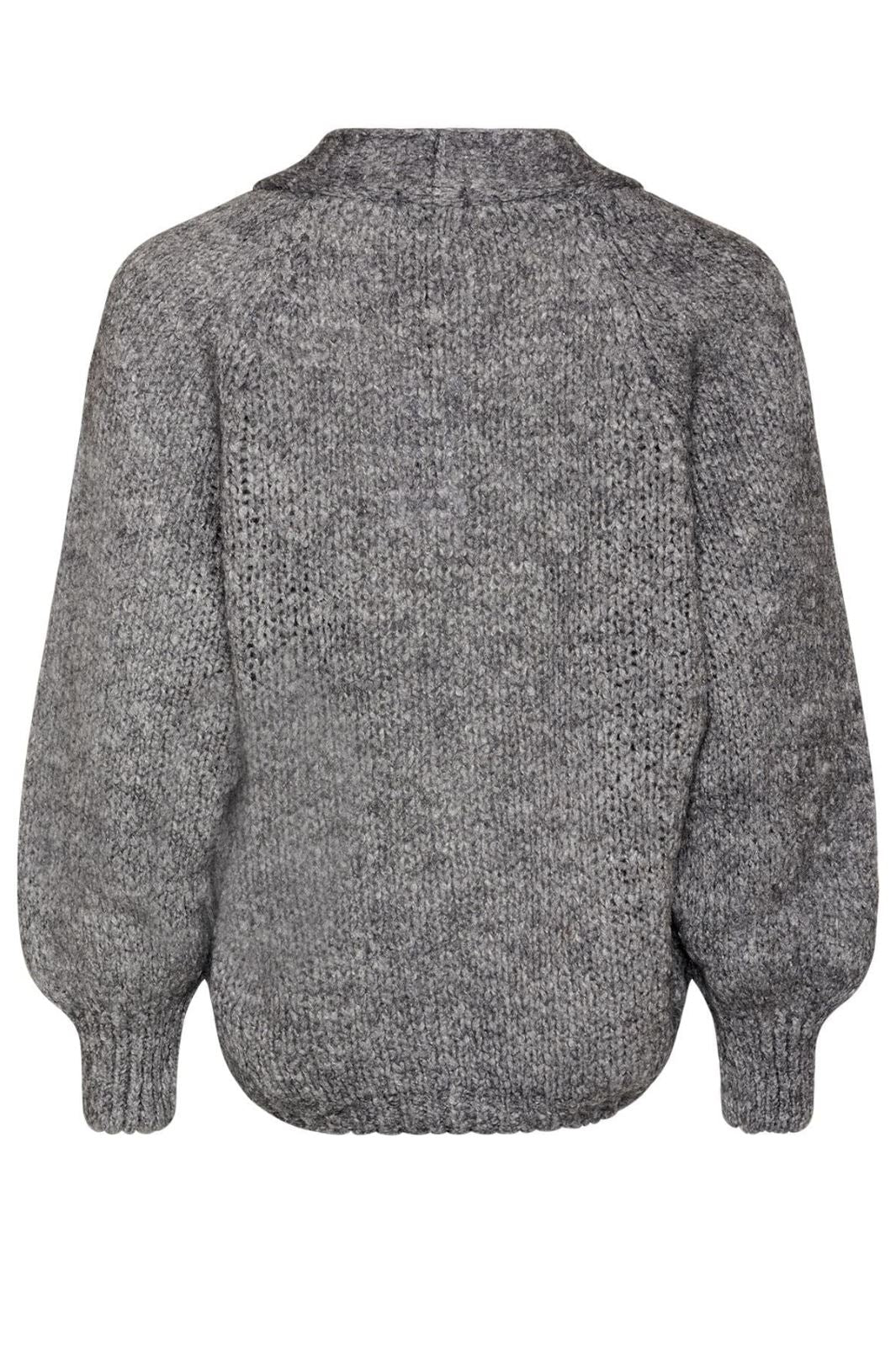 Noella - Fora Knit Cardigan - 019 Dark Grey Melange Cardigans 