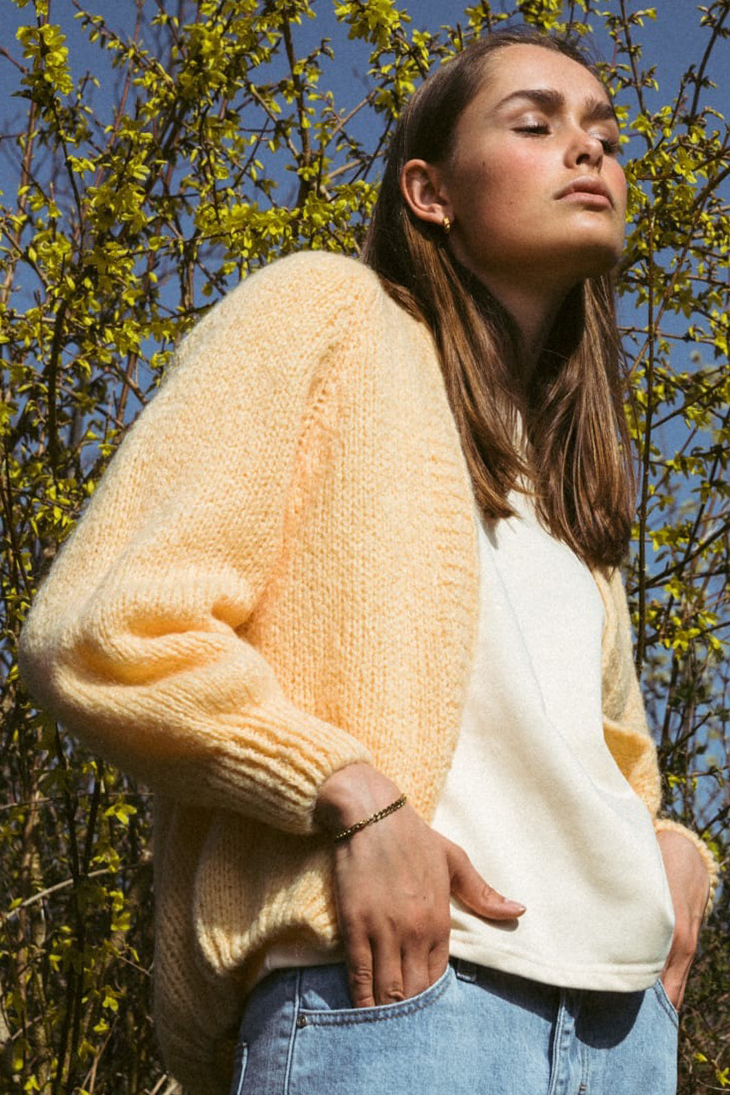 Noella - Fora Knit Cardigan - Yellow Melange Cardigans 