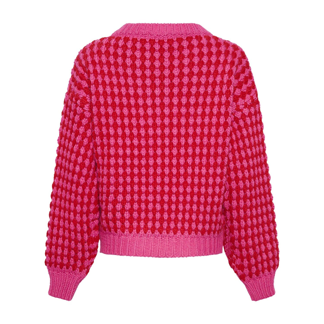 Noella - Gio Knit Jumper - 1029 Pink Red Mix Strikbluser 