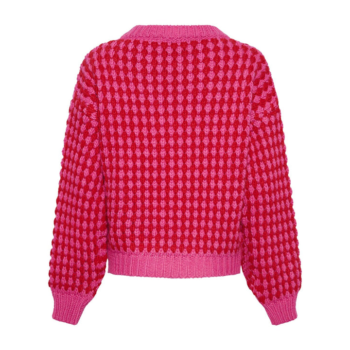 Noella - Gio Knit Jumper - 1029 Pink Red Mix Strikbluser 