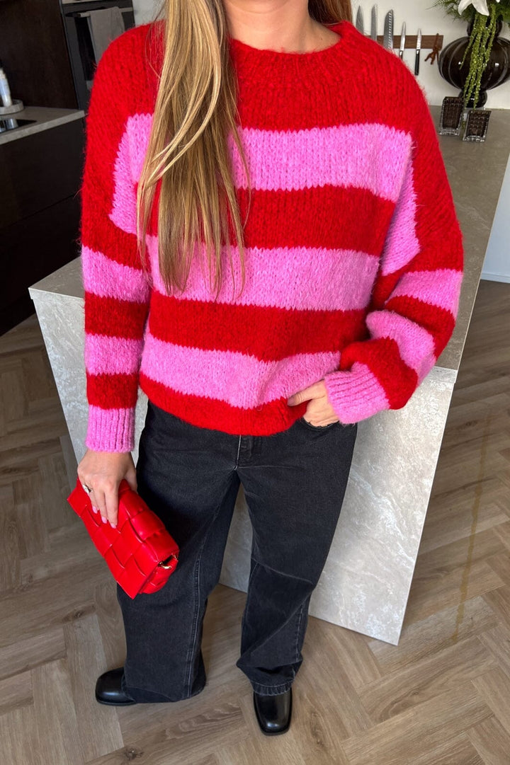 Noella - Kia Knit - 1223 Red Pink Mix Strikbluser 