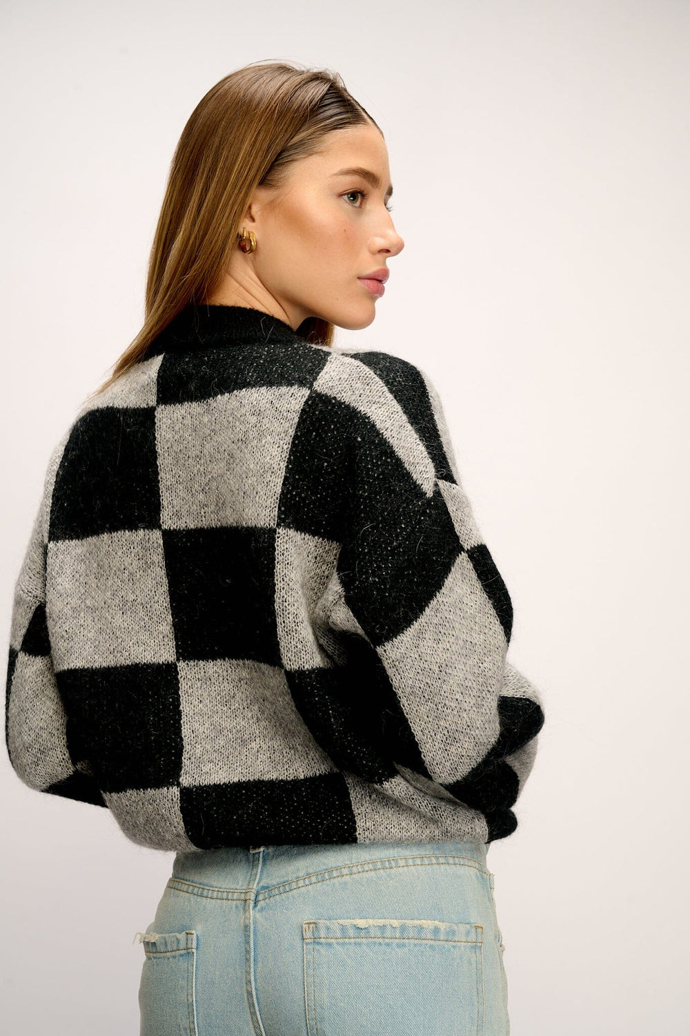 Noella - Kiana Knit Sweater - Black/Grey Strikbluser 