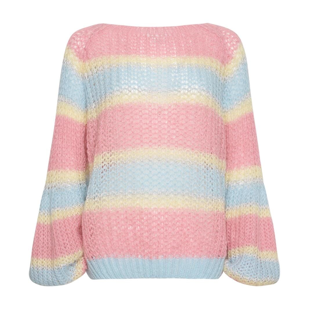 Noella - Pacific Knit Sweater - Light Blue/Rose Mix