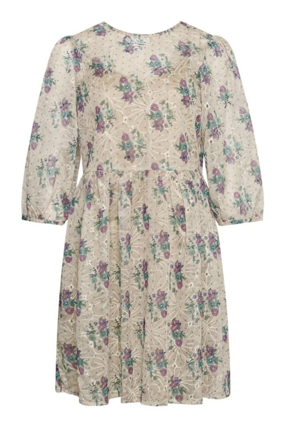 Noella - Rhodes Loose Dress - 883 Pale Green/Lavender Flower Kjoler 