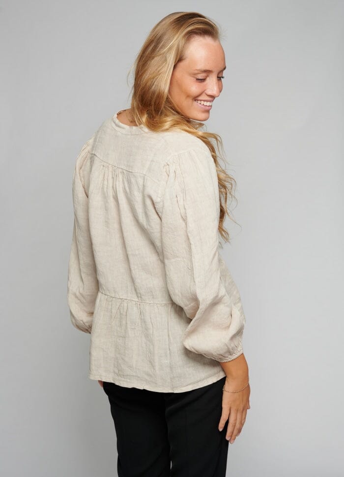 Noella - Rosi Blouse Linen - Beige Bluser 