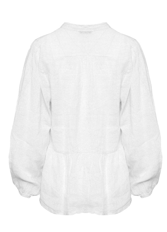 Noella - Rosi Blouse Linen - White Bluser 