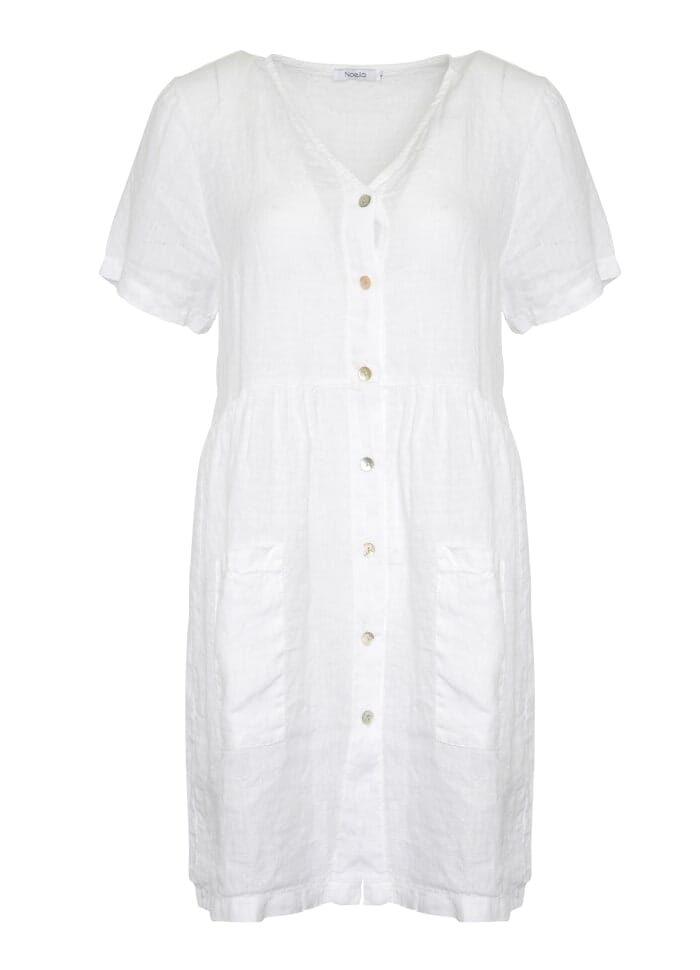 Noella - Zak Dress Linen - White Kjoler 