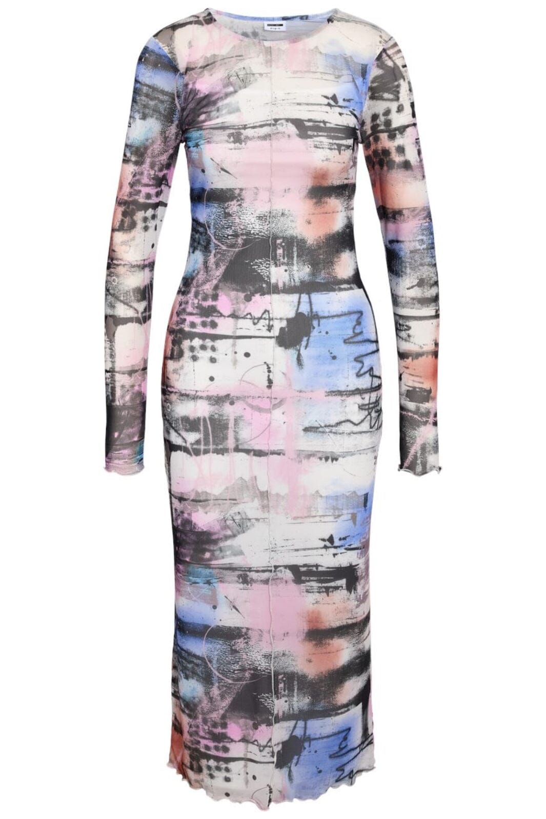 Noisy May - Nmlucia L/S O-Neck Midi Dress - 4720918 Ghost Gray Colorful Stripes Kjoler 