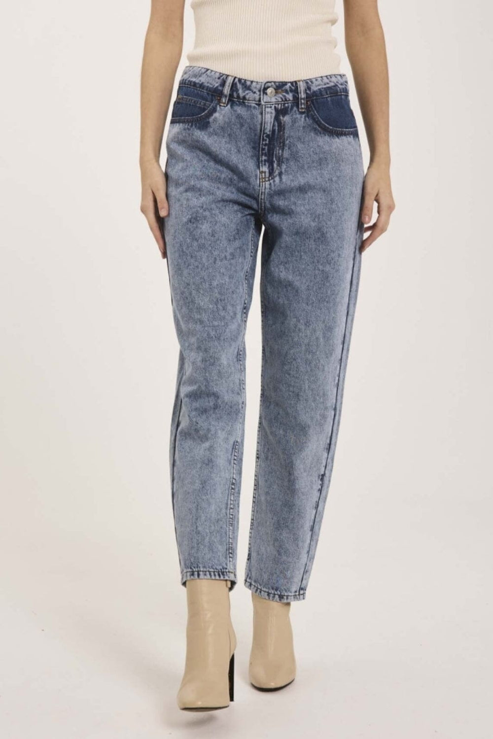 NORR - Kenzie Relaxed Jeans 01 - Light blue blocking Bukser 