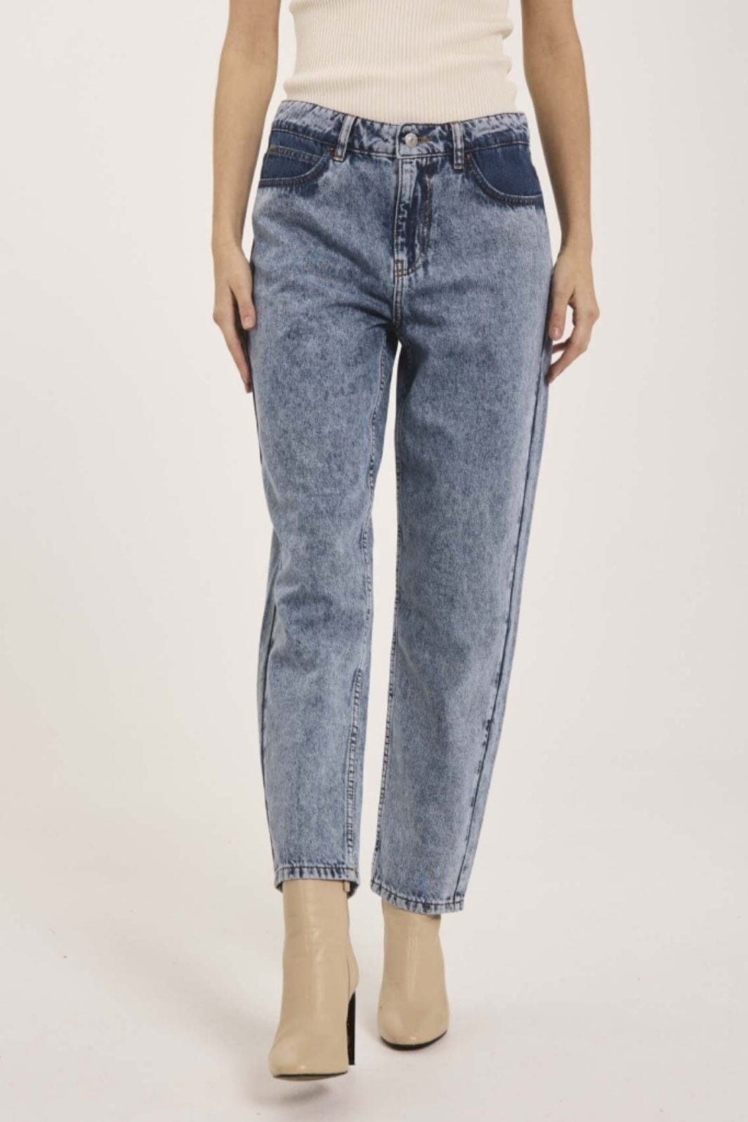 NORR - Kenzie Relaxed Jeans 01 - Light blue blocking Bukser 