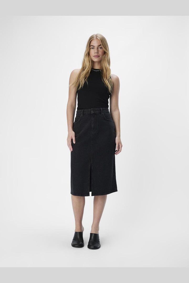 Object - Objellen Midi Denim Skirt - 4614168 Black Denim