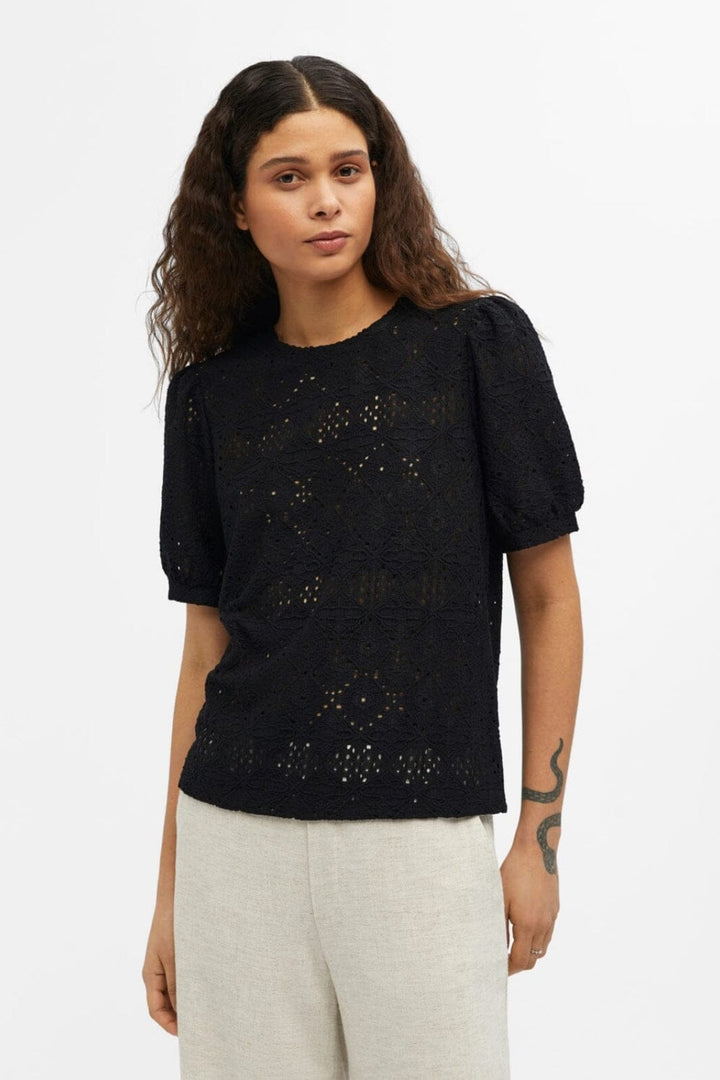 Object - Objfeodora S/S Top - 4280835 Black T-shirts 