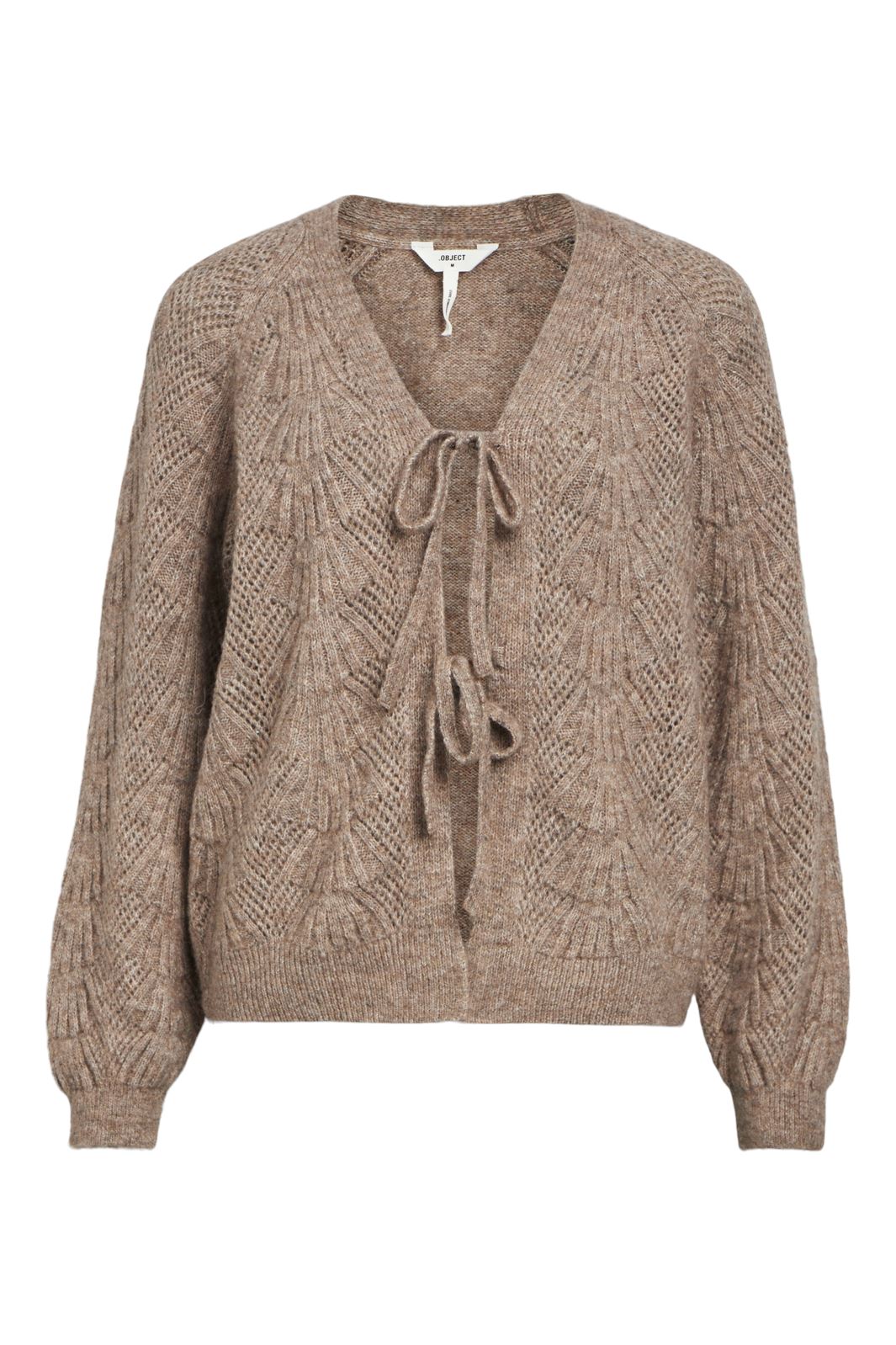 Object - Objflora Re L/S Knit Cardigan - 4541418 Desert Taupe Melange