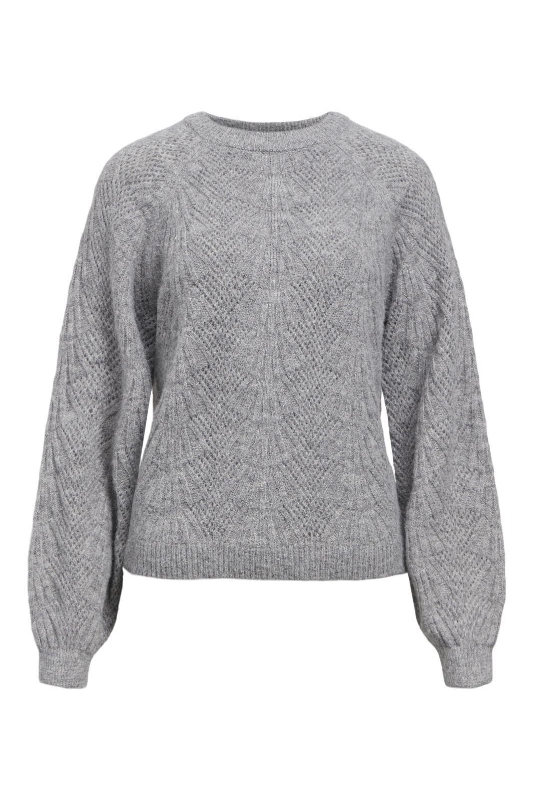 Object - Objflora Re L/S Knit Pullover - 4547971 Medium Grey Melange