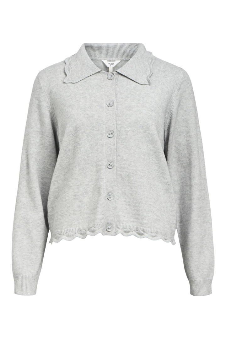 Object - Objlene Ls Re Cardigan Au 24 - 4693458 Light Grey Melange