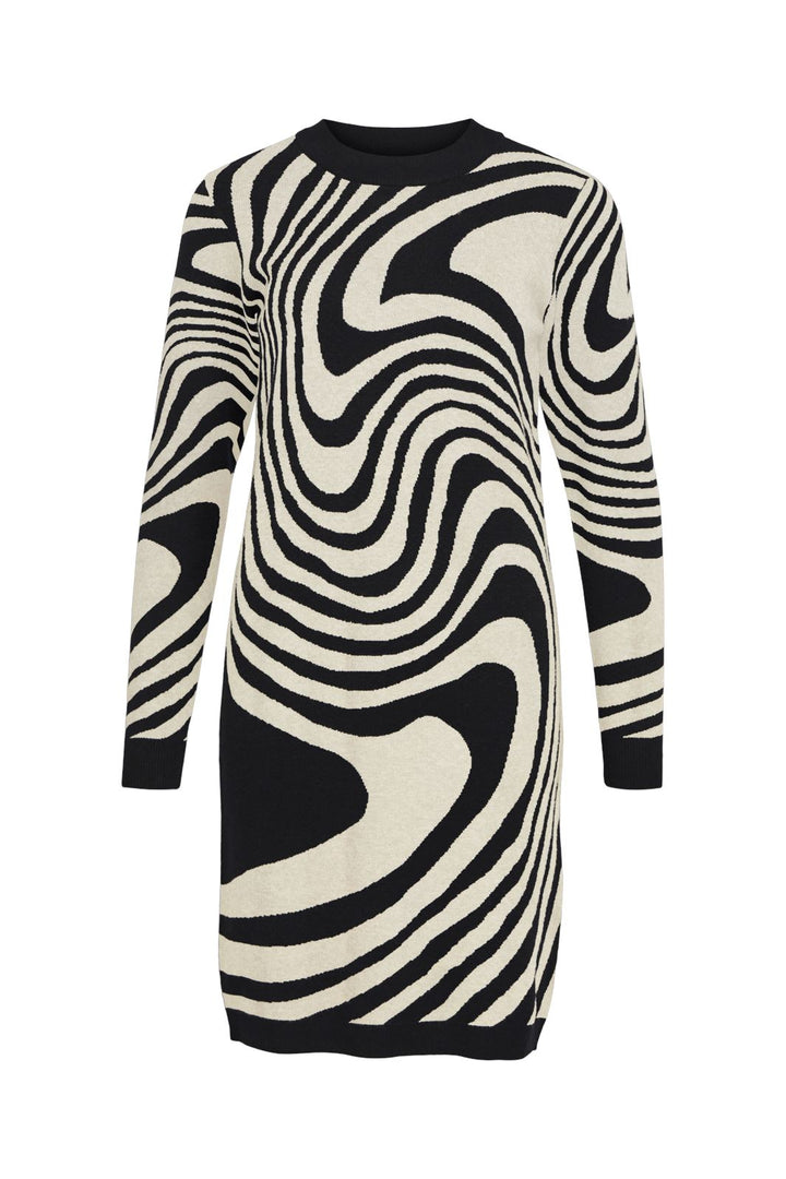 Object - Objray L/S Knit Dress - 4597727 Black Sandshell Zebra