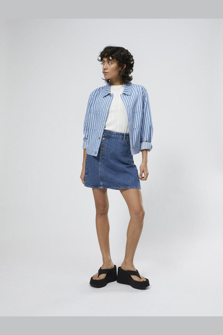 Object - Objsola Re Ls Twill Shirt Ott - 4672756 Lapis Blue White