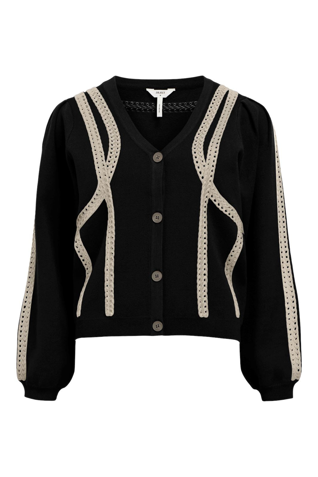 Object - Objulla Knit L/S Re Cardigan 134 - 4631479 Black Sandshell